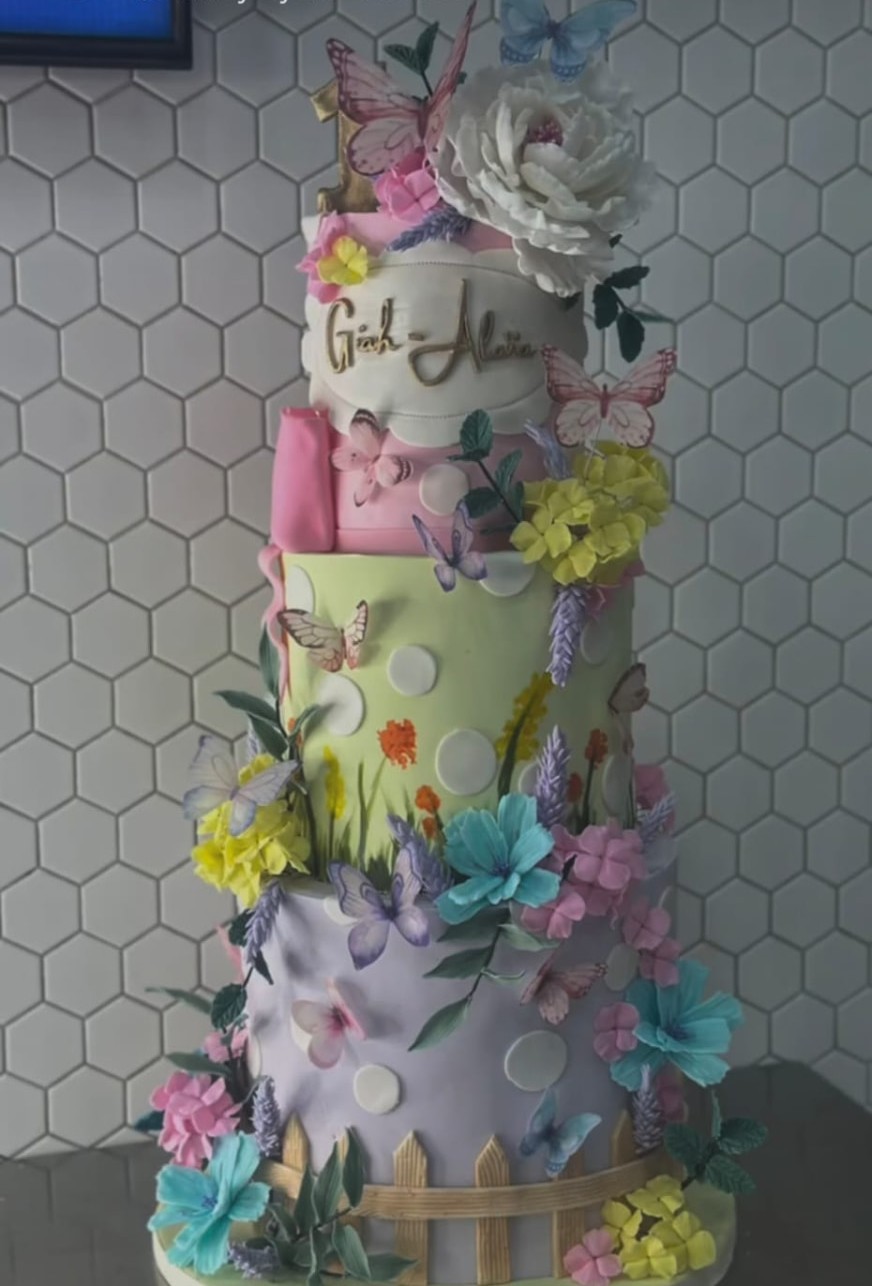 Butterfly garden birthday cake